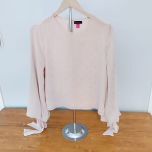 Vince Camuto Beige Women's Blouse With Gold Dots